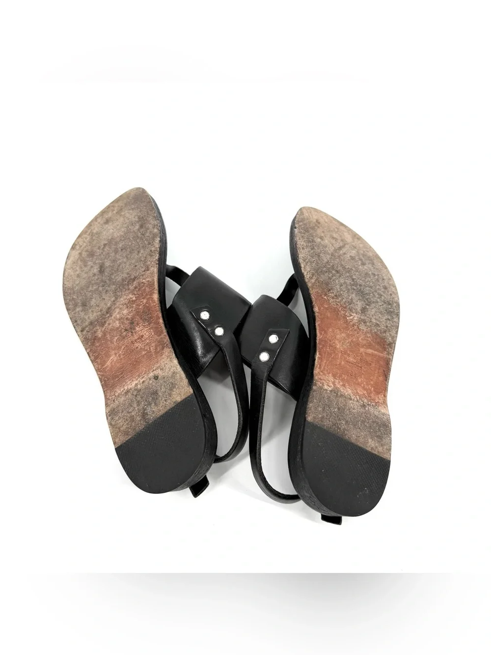 rag & bone Sandals Black Leather T-Strap Adjustable Slingback Womens EU 38 US 8